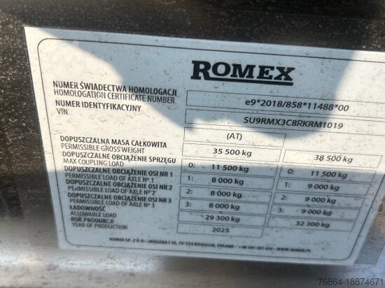 Tanker semitrailer  ROMEX R-31,  LEBENSMITTELTANKAUFLIEGER 31000L 3 KAMMERN