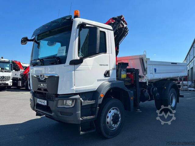 3-Seiten-Kipper MAN TGM 18.320 4x4 Meiller Trigenius FASSI F135