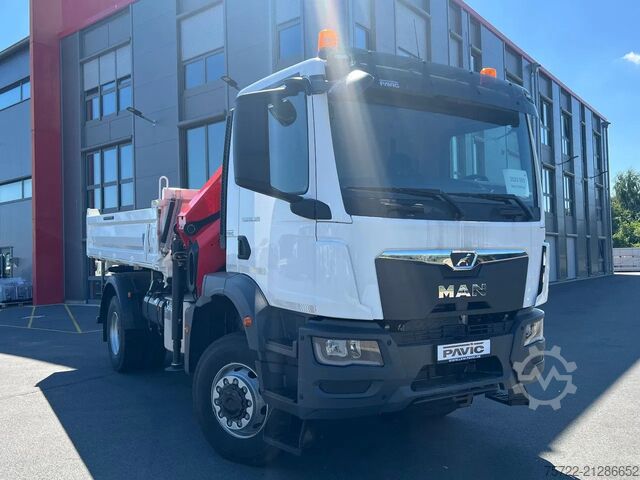 3-Seiten-Kipper MAN TGM 18.320 4x4 Meiller Trigenius FASSI F135