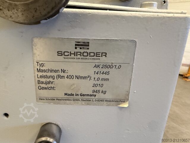 Sheet metal folder Schroder Ak 2500/1.0