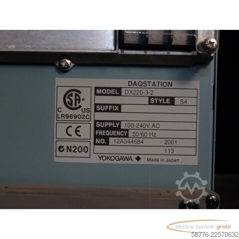 Component  Yokagawa  DX220-3-2  DAQSTATION , Style S4 SN:12A344684