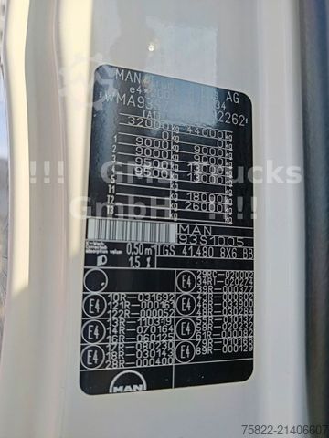 Tipper truck MAN TGS 41.480 / 8x6 / Manual / full Steel / Mulde