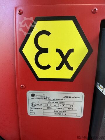 S 1.6 i * DEMO * Atex EX * Miretti 2G / Z1 * NEUE Batterie!! HYSTER S 1.6 i * DEMO * Atex EX * Miretti 2G / Z1 * NEW battery !!