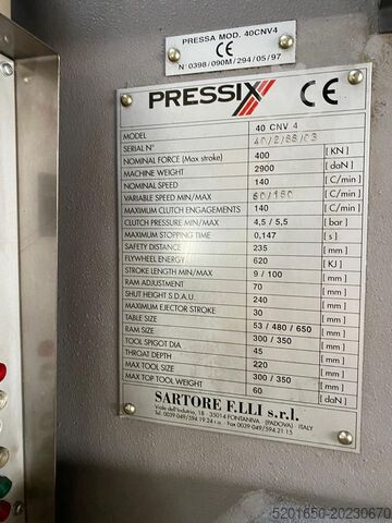 Eccentric press PRESSIX 40T PRESSIX 40CNV4