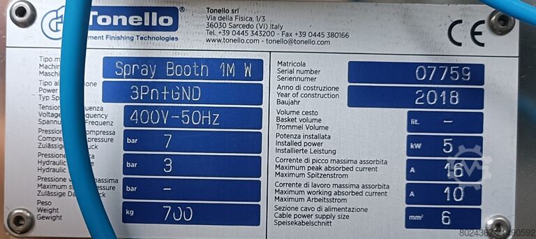 Spritzschuh Tonello Spray Booth 1M W