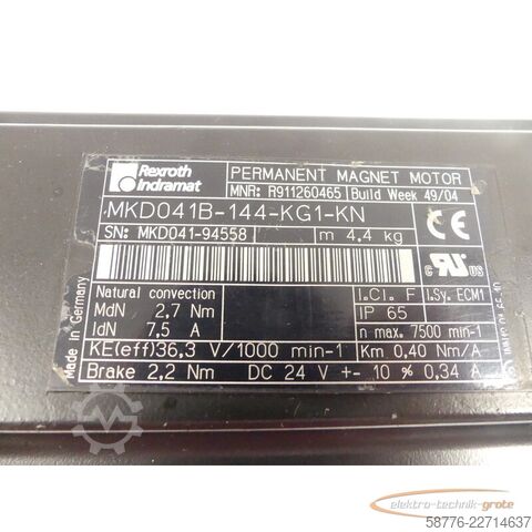 Steuerung Rexroth Indramat Rotor für MKD041B-144-KG1-KN Servomotor SN: MKD041-94559