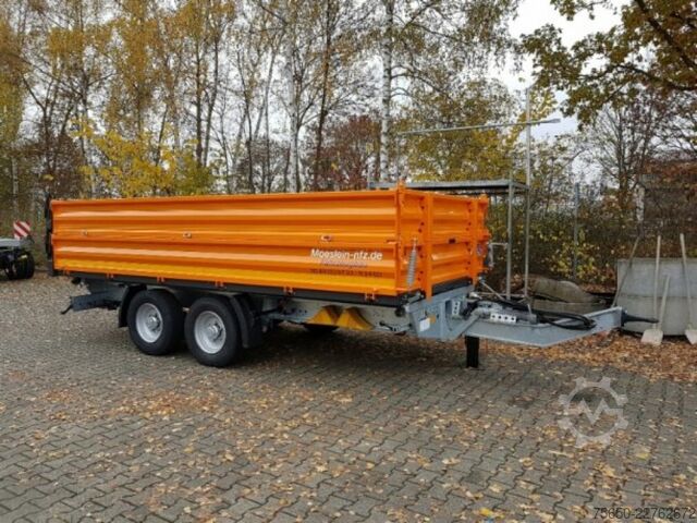 Tipper trailer Möslein TTD11- BA Orange  neuer Tandem 3- Seitenkipper Tiefladermit Bordwand- Aufsatz-- Neufahrzeug --