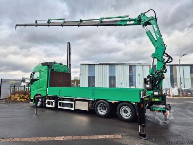 Plattformanhänger Volvo FH 500 Heckkran MKG HLK341SHP Funk AHK