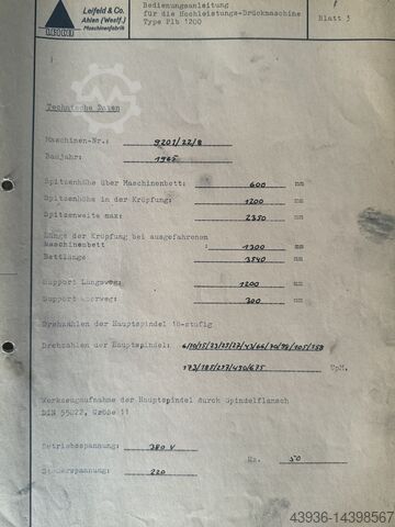 Spinning machine LEIFELD PLB 1200