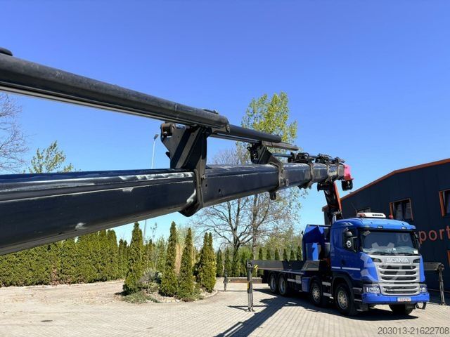 Flatbed truck SCANIA G450 8x4 Pritsche mit Kran Palfinger PK76002 EH