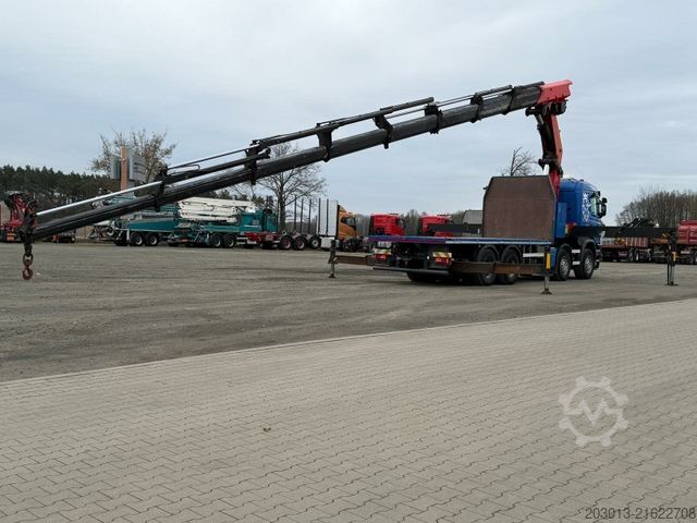 Flatbed truck SCANIA G450 8x4 Pritsche mit Kran Palfinger PK76002 EH