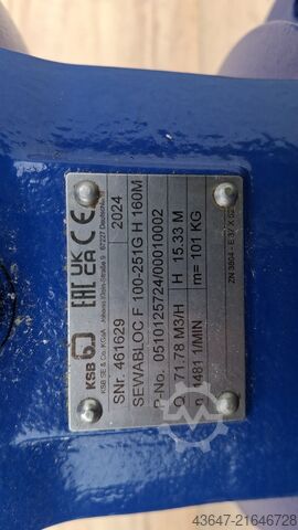 KSB Pumpe, Kreiselpumpe 11 kW KSB Sewabloc F100-251G H160M