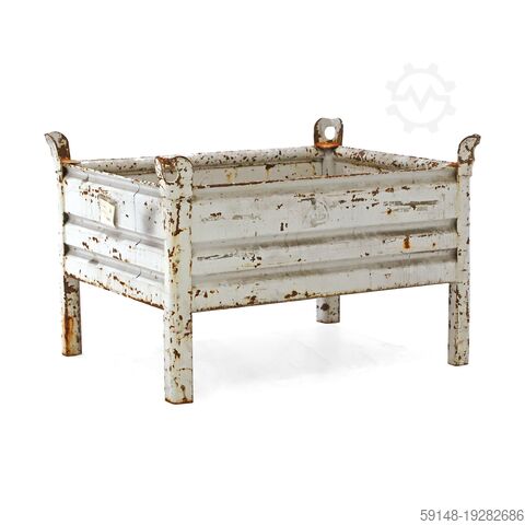 Used Stacking box steel fixed construction stacking box 4 sides, L: 1055, W: 850, H: 685 Kruizinga 98-6777GB