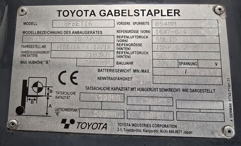 Forklift Toyota 8FBET16