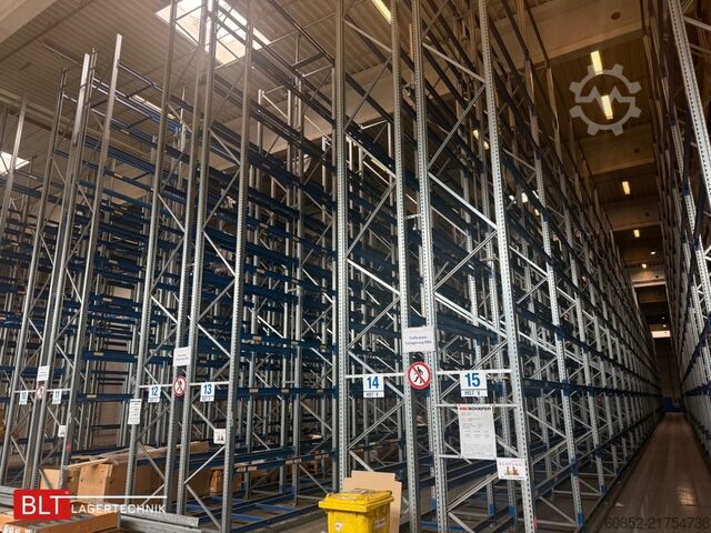 Heavy-duty rack, industrial shelving, high-bay rack SSI Schäfer PR600 – 101 lfm | Höhe 7,50 Boden + 4 Ebenen | Fachlast bis 3500 kg