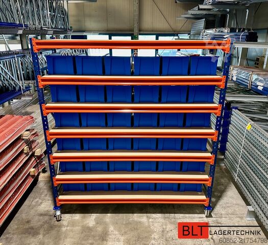 Screw shelf picking shelf Kommissionierwagen Regalwagen Rollwagen inkl. 36 x Sichtlagerkiste