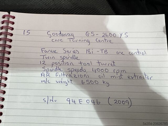 Turning Centre Goodway GS2600YS