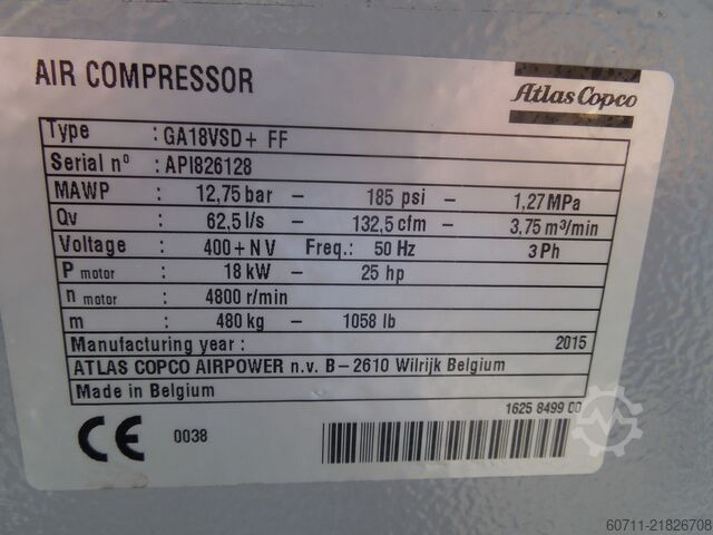 Screw compressor Atlas Copco GA18VSDFF