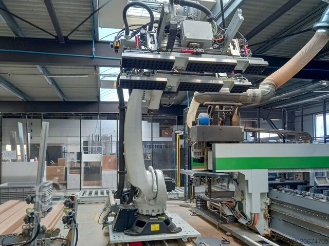 Work center with automation BIESSE + KUKA ROVER A + KR210 R3100
