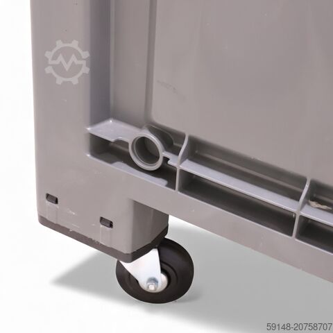 Gebrauchte Palettenboxen 1 Klappe an einer Langseite + Lenkrollen, L: 1200, B: 800, H: 985 Kruizinga 99-1342-KL-ZW-B