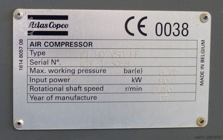 Schraubenkompressor ZT90VSDFF Atlas Copco ZT90VSDFF