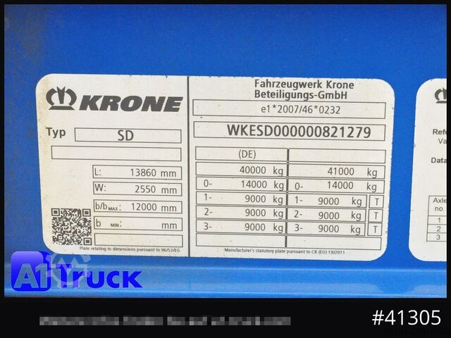 Open semitrailer with tarp KRONE Tautliner, Edscha Code XL, VDI 2700