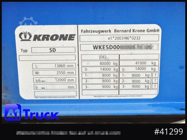 Open semitrailer with tarp KRONE SD Tautliner, Code XL, 1 Vorbesitzer