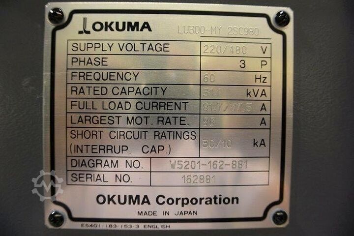 CNC lathe OKUMA LU300-MY SIMULTURN 2SC980