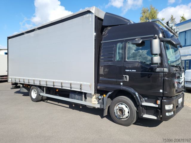 Flatbed truck with tarp MAN TGM 15.290 BL Curtainside-Edscha, 1.Hand