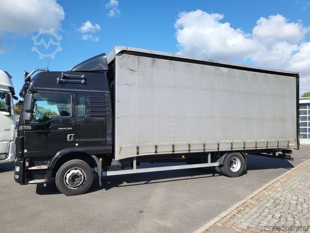 Flatbed truck with tarp MAN TGM 15.290 BL Curtainside-Edscha, 1.Hand