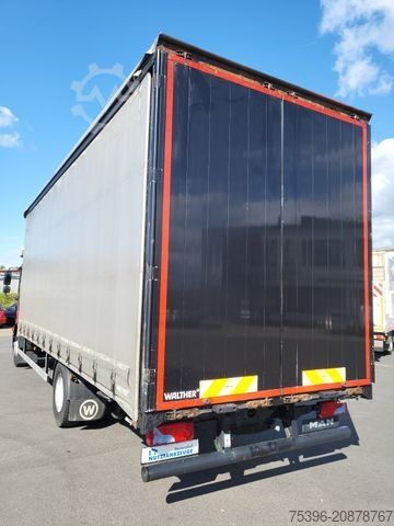 Flatbed truck with tarp MAN TGM 15.290 BL Curtainside-Edscha, 1.Hand