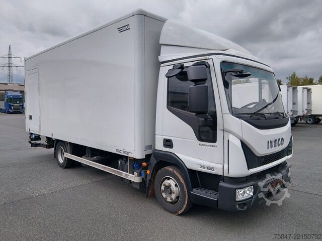 Box truck Iveco EuroCargo ML 75 E 19/P LBW Türe im Koffe