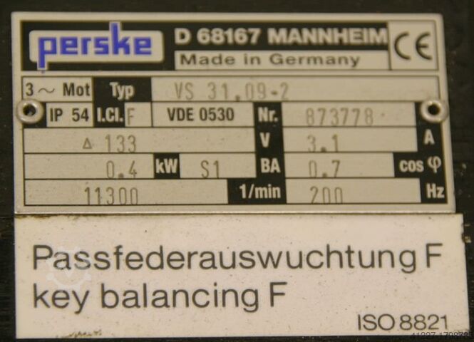 Milling motor for edge processing machines Perske VS 31.09-2