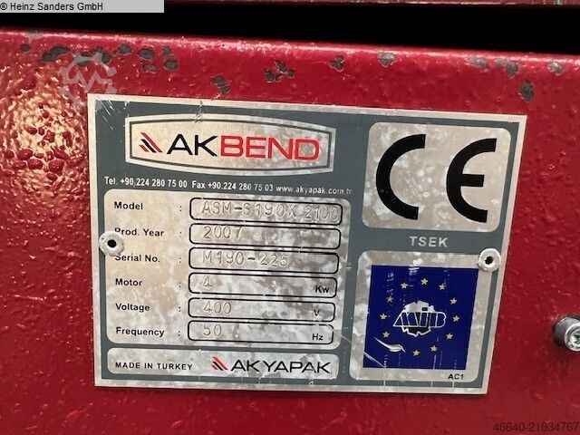 Rolls bending machine - 3 Rolls AKBEND ASM-S 190 x 2100