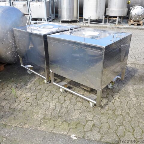 700 Liter fahrbarer Rechteckbehälter aus V2A  8691
