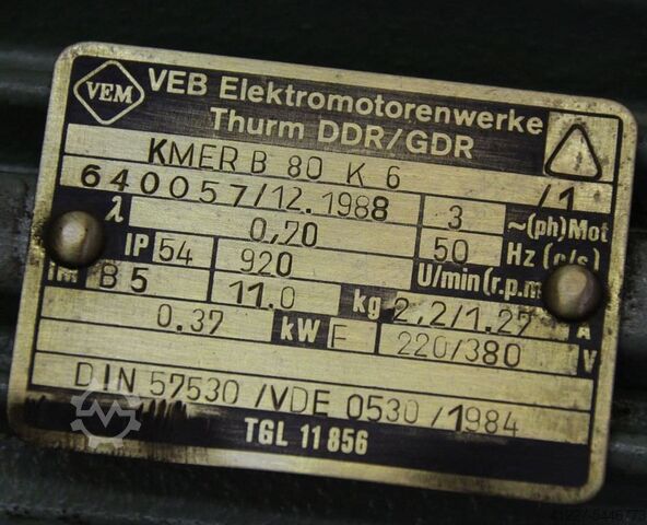 Electric motor 0.37 kW 920 Rpm VEM KMERB80K6