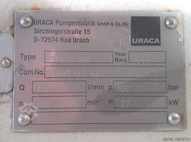 High-pressure pump unit Uraca Plungerpumpe KD 606