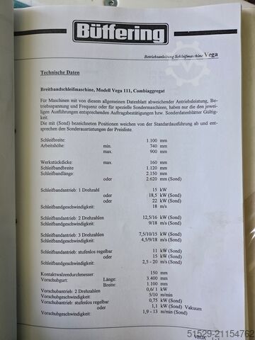 Breitbandschleifmaschine Butfering Vega
