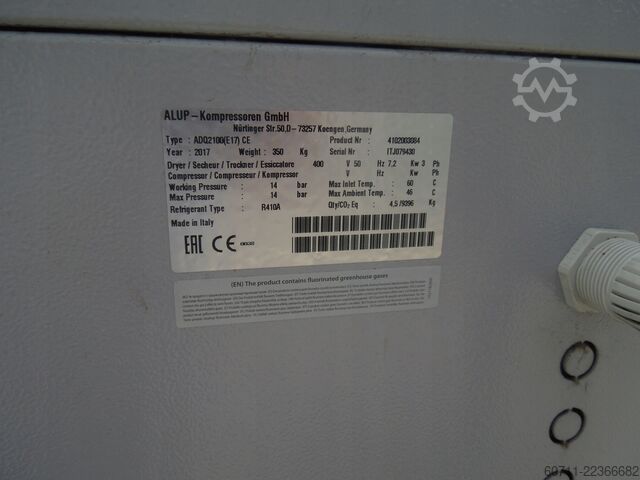 Refrigeration dryer compressed air ALUP ADQ 2100