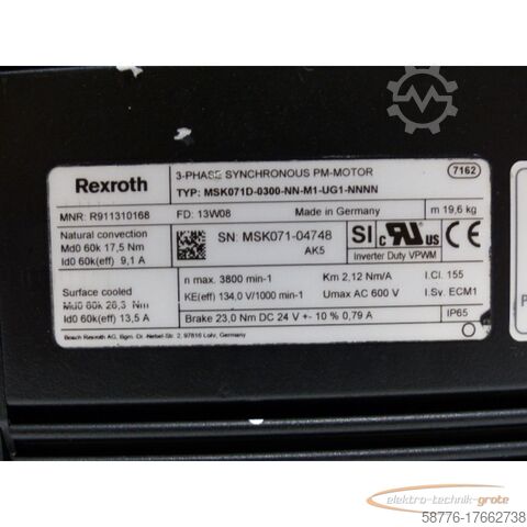 Rexroth motor Rexroth MSK071D-0300-NN-M1-UG1-NNNN MNR: R911310168