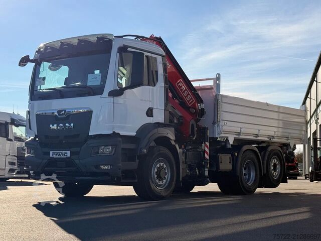 3-Seiten-Kipper MAN TGS 26.440 6x2H-4 KRAN FASSI F195A.2.24