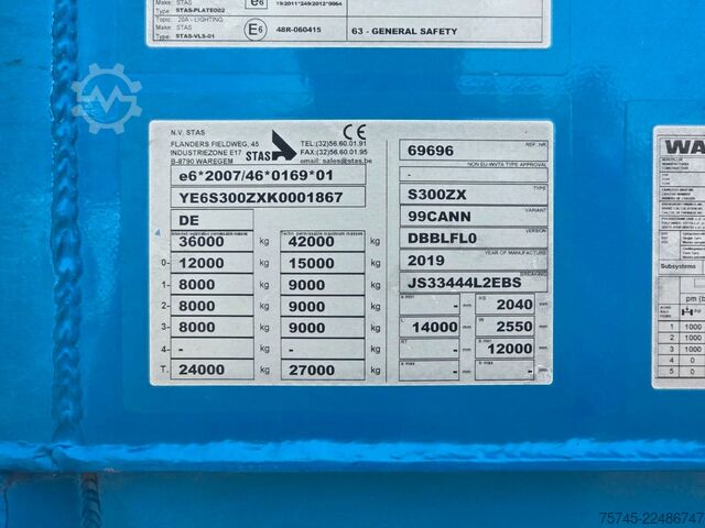 Box semitrailer STAS S300ZX * SCHUBBODEN * 2X LIFT * 2X PALETTENK. *