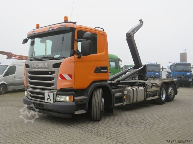 Roll-off tipper truck SCANIA G 410 LB 6x2*4HNA Abrollkipper Lift+Lenkachse 28
