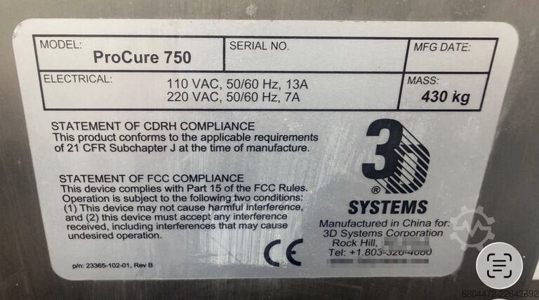 UV-Ofen 3D Systems Procure 750 UV Oven