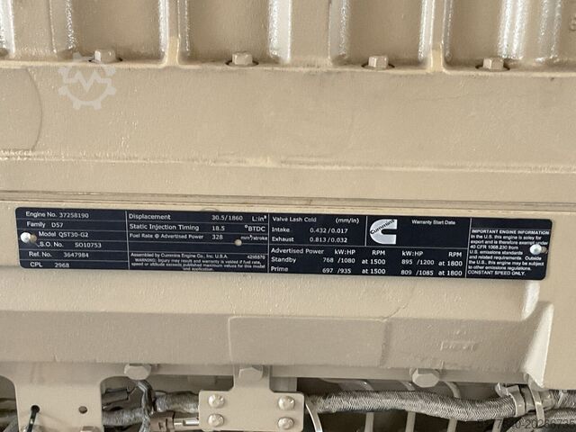 Generator set Cummins QST30G2, 1200KVA, Brand new