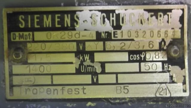 Gear motor 1.5 kW 200 rpm Siemens Schuckert B3 Winkel