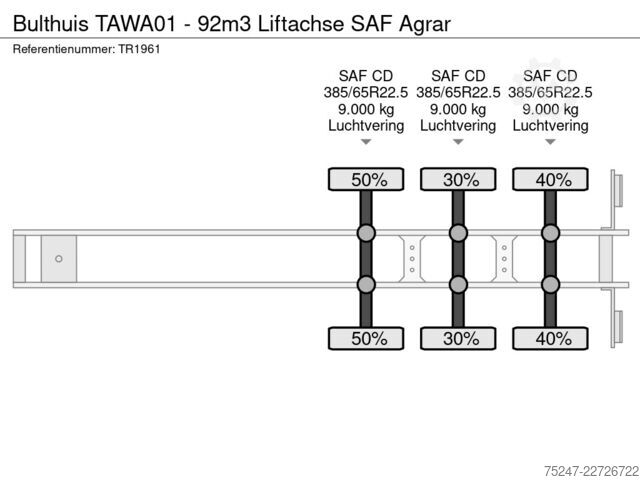 Schubboden Bulthuis TAWA01 - 92m3 Liftachse SAF Agrar