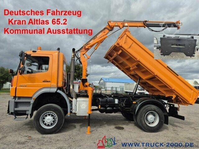 Three-sided tipper truck Mercedes-Benz Axor 1829 4x4 Atlas65.2 Kran Kommunal Austattung