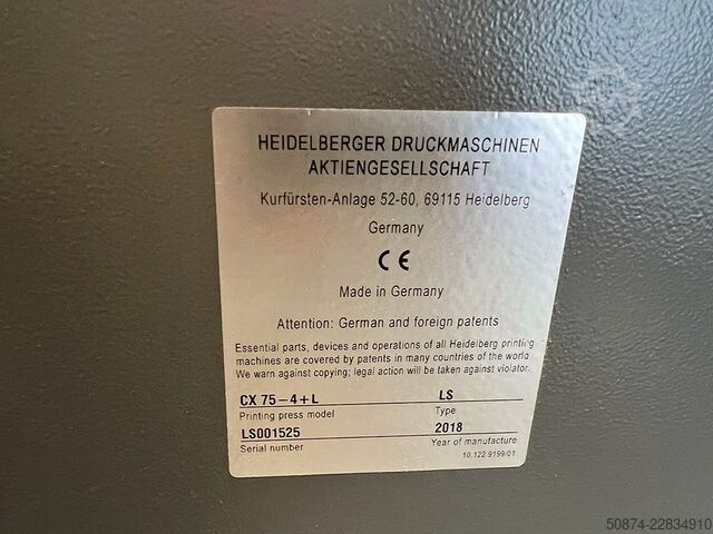 Offset printing press HEIDELBERG CX 75-4+L 2018