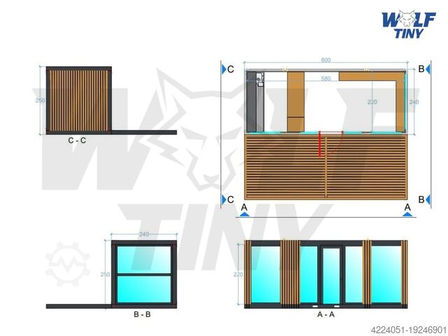 Wohncontainer Wolf Tiny Cafe Haus mit Veranda Bürocontainer